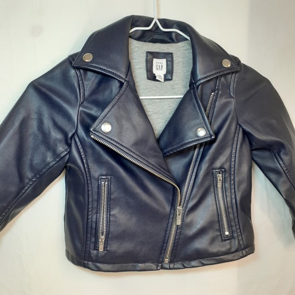 Baby‎ Gap Navy Faux Leather Biker Jacket Toddler Size 4yrs - Picture 1 of 10